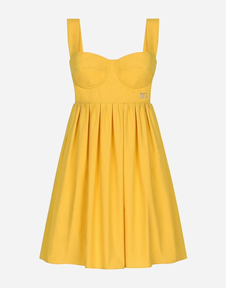 Dolce & Gabbana Короткое платье-бюстье из хлопка желтый F6UT1TFU5T9