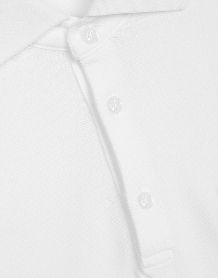Dolce&Gabbana Polo en piqué de algodón con placa con logotipo Blanco G8PL4TG7F2H