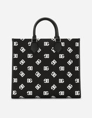 Dolce&Gabbana Large canvas shopper with all-over DG logo Black BM2278AP549