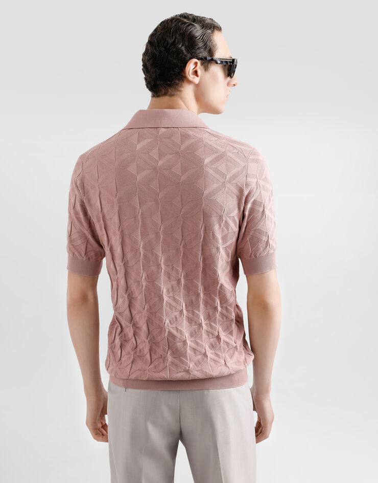 Dolce & Gabbana Polo en soie avec logo brodé Rose GXZ56ZJBSLG