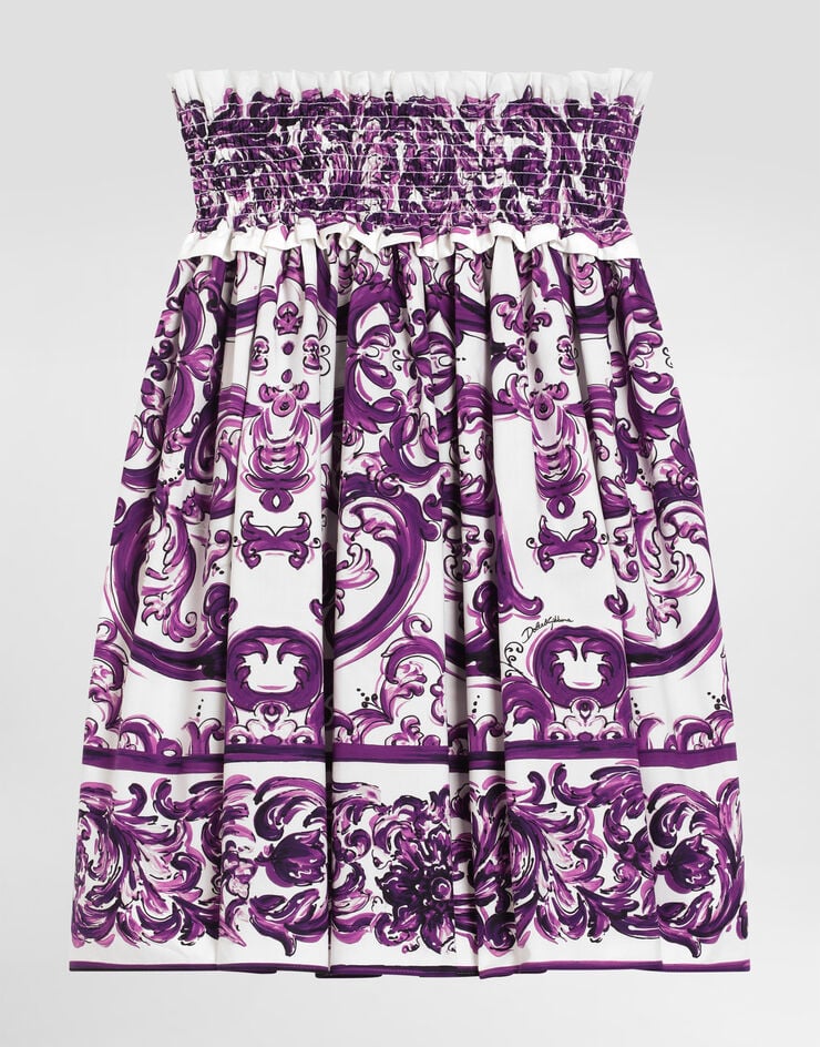 Dolce & Gabbana Rock aus Baumwollpopeline mit Majolika-Print Multicolor L55I64FI5JG