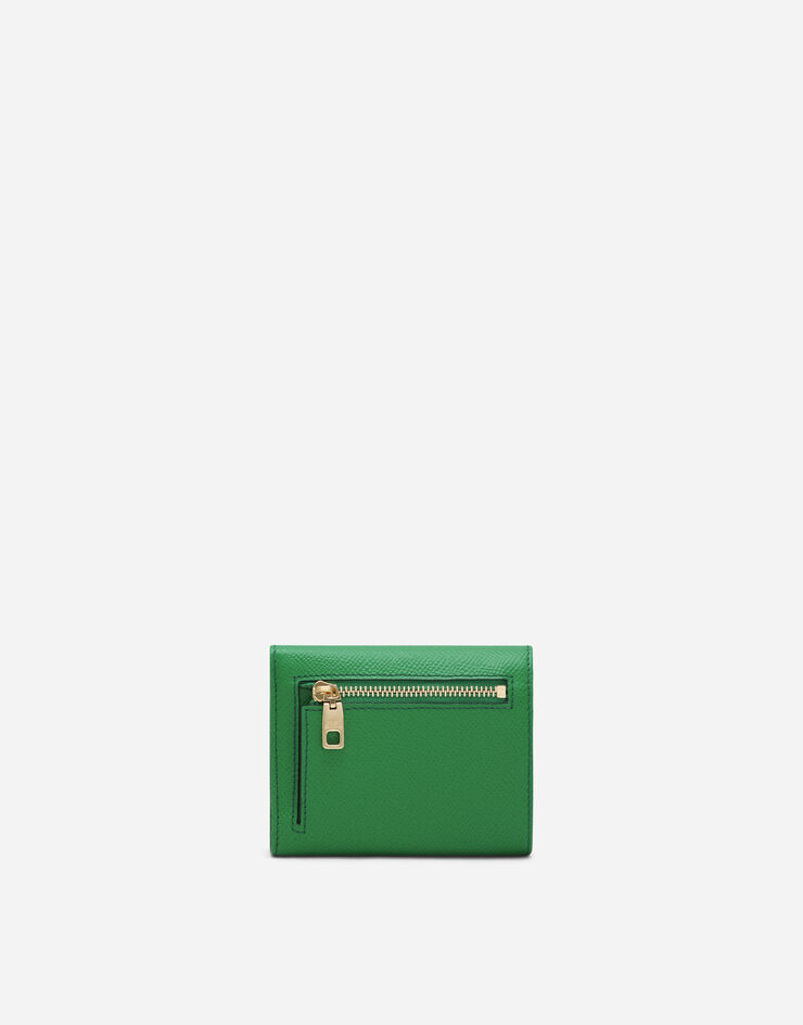 Dolce & Gabbana Cartera en piel de becerro Dauphine con placa con logotipo Verde BI0770A1001