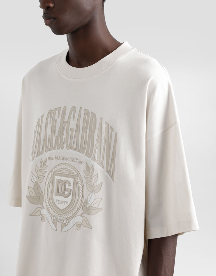 Dolce & Gabbana Camiseta de algodón con logotipo Nata G8SH6ZG7O2H