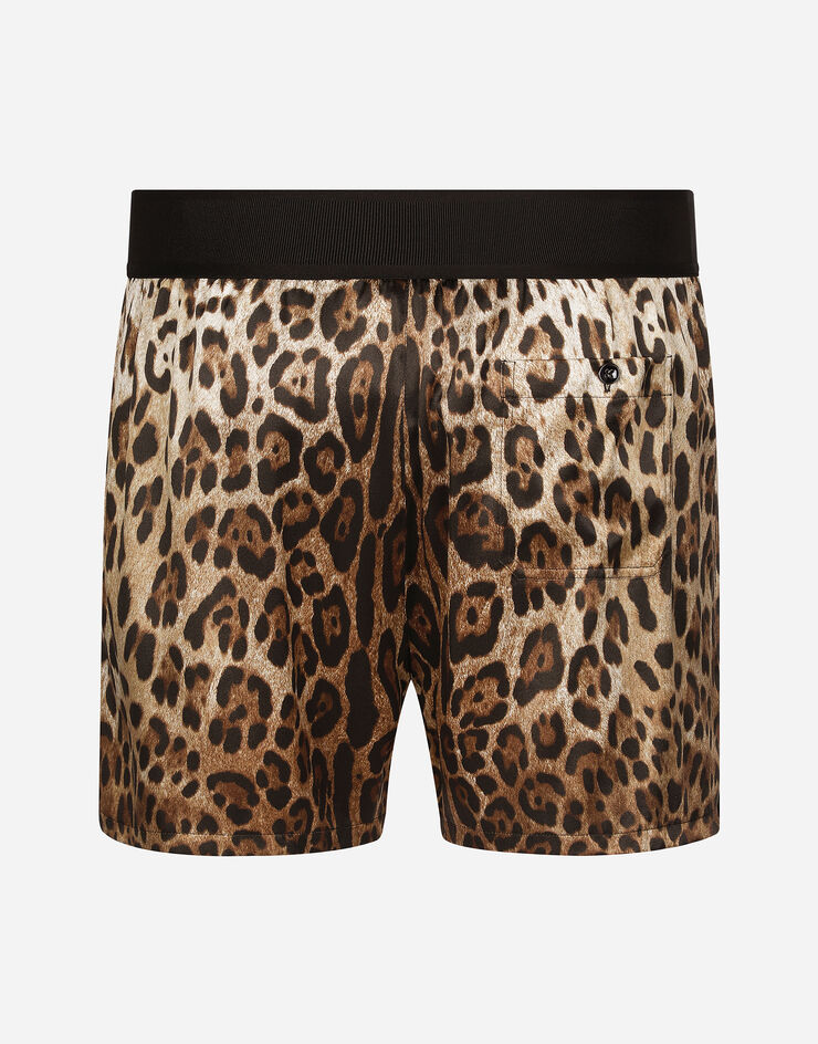 Dolce & Gabbana Shorts aus Seide Leoprint Drucken M4F05TONR26