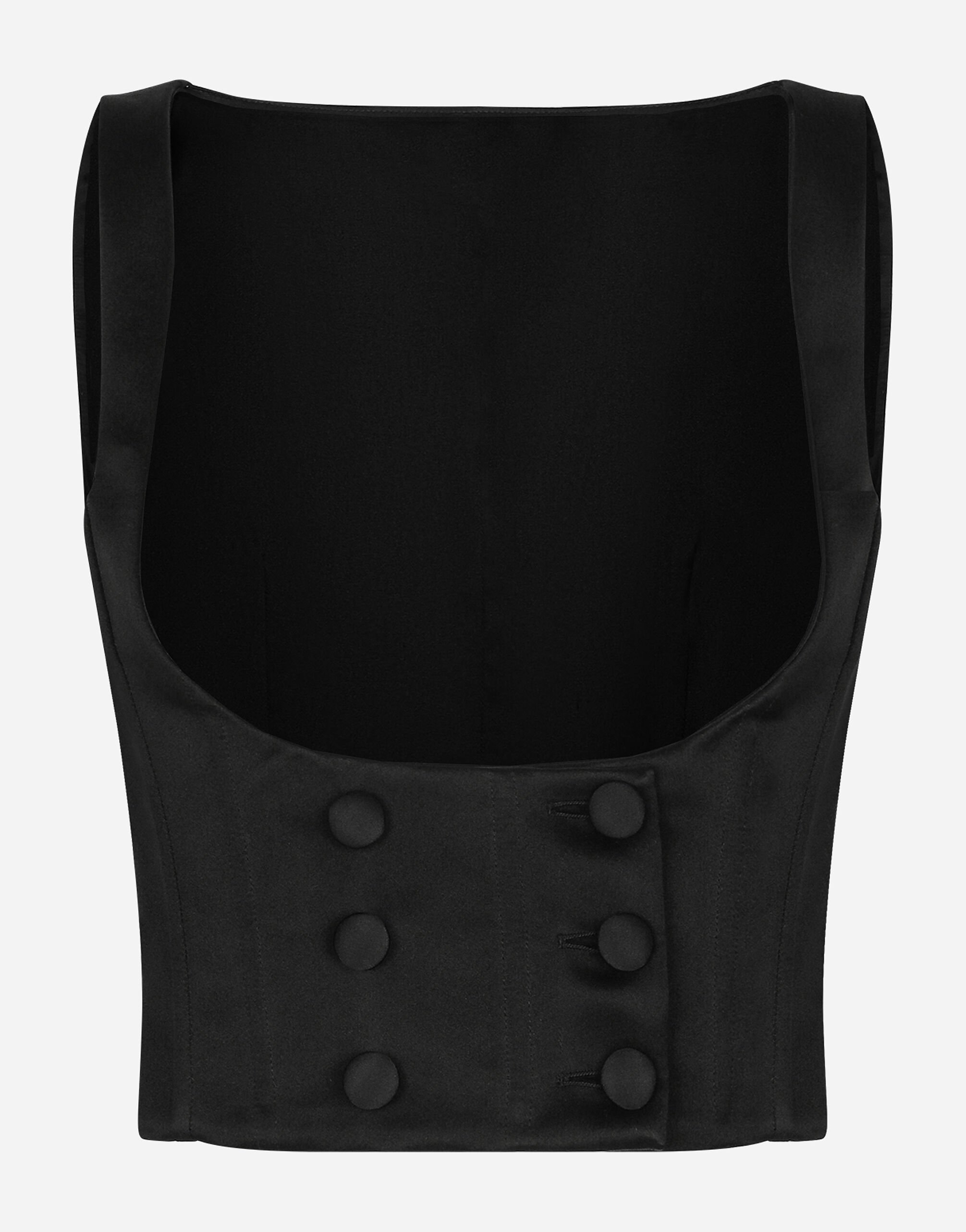 Gilet de smoking croise en duchesse de soie en Noir pour femme Dolce Gabbana
