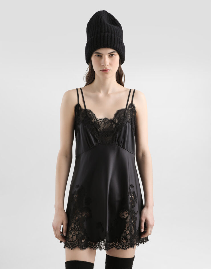 Dolce & Gabbana Stretch satin dress Black F60FFTFURAG