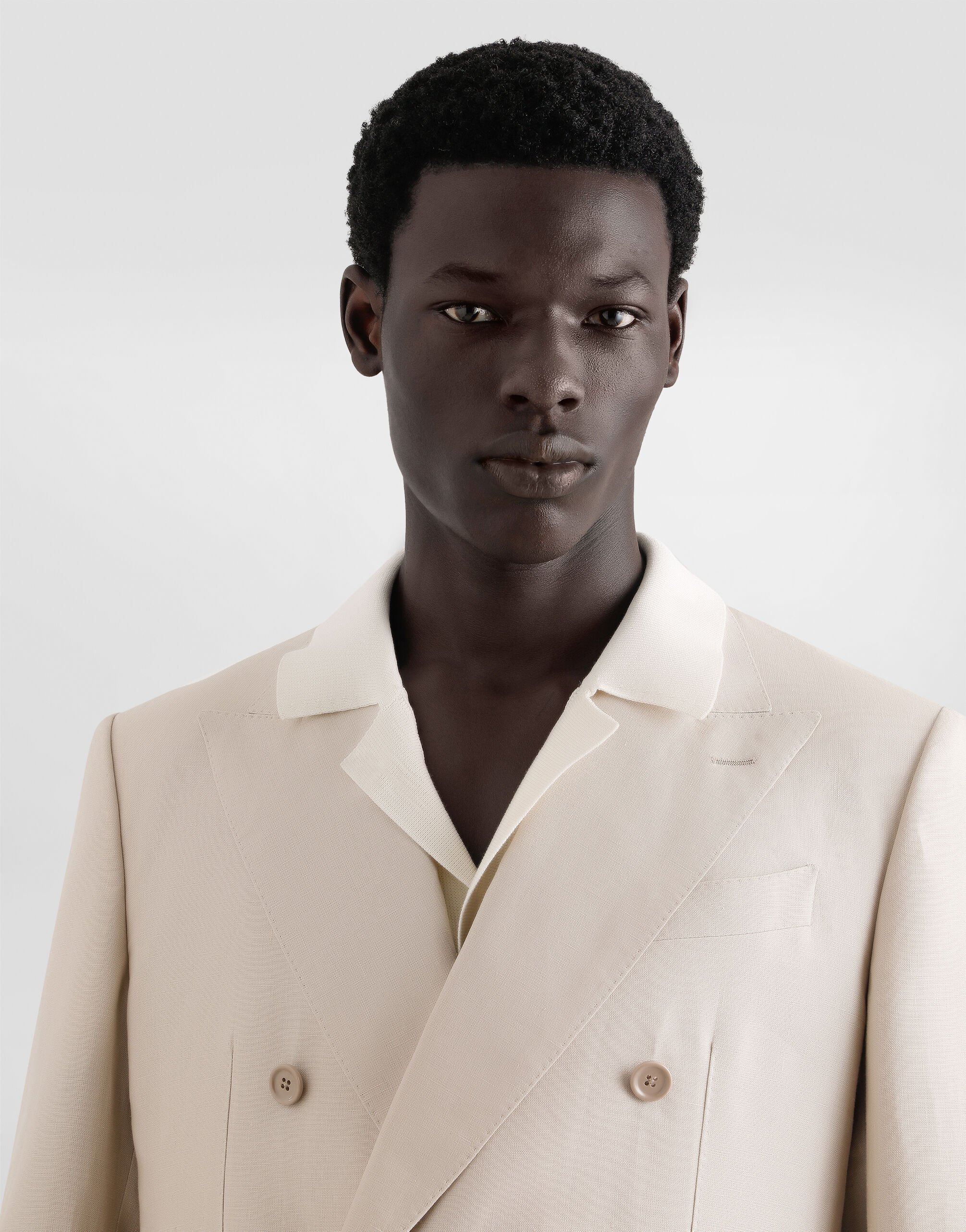 テーラードジャケット DOLCE & GABBANA DOUBLE-BREASTED LINEN JACKET Double-breasted linen suit jacket in black - Dolce Gabbana