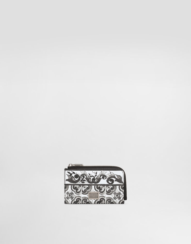 Dolce & Gabbana Tarjetero en piel de becerro con estampado de mayólica Multicolor BP3274AN719