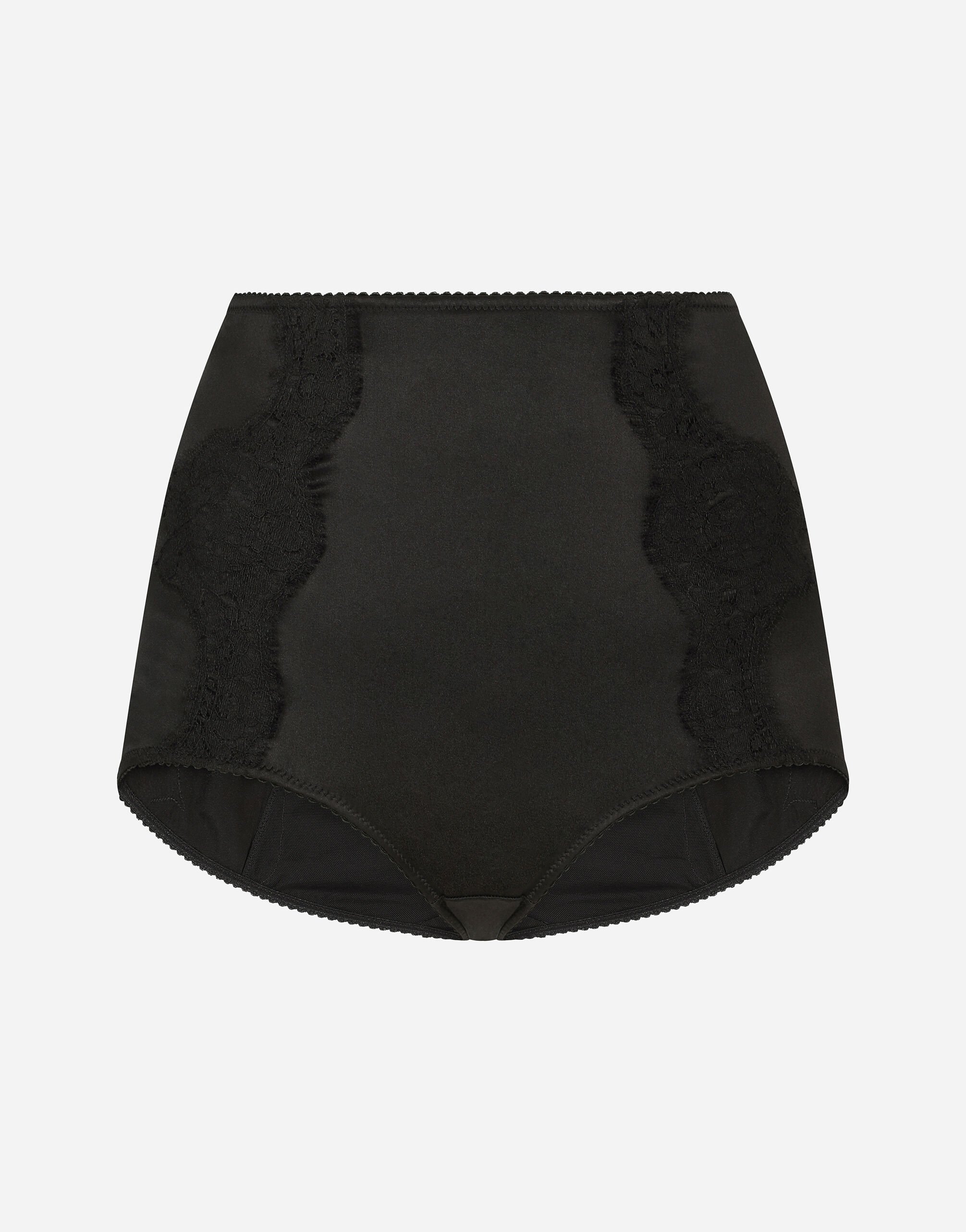 Dolce & Gabbana Satin high-waisted panties with lace detailing Black O1G24TONQ79