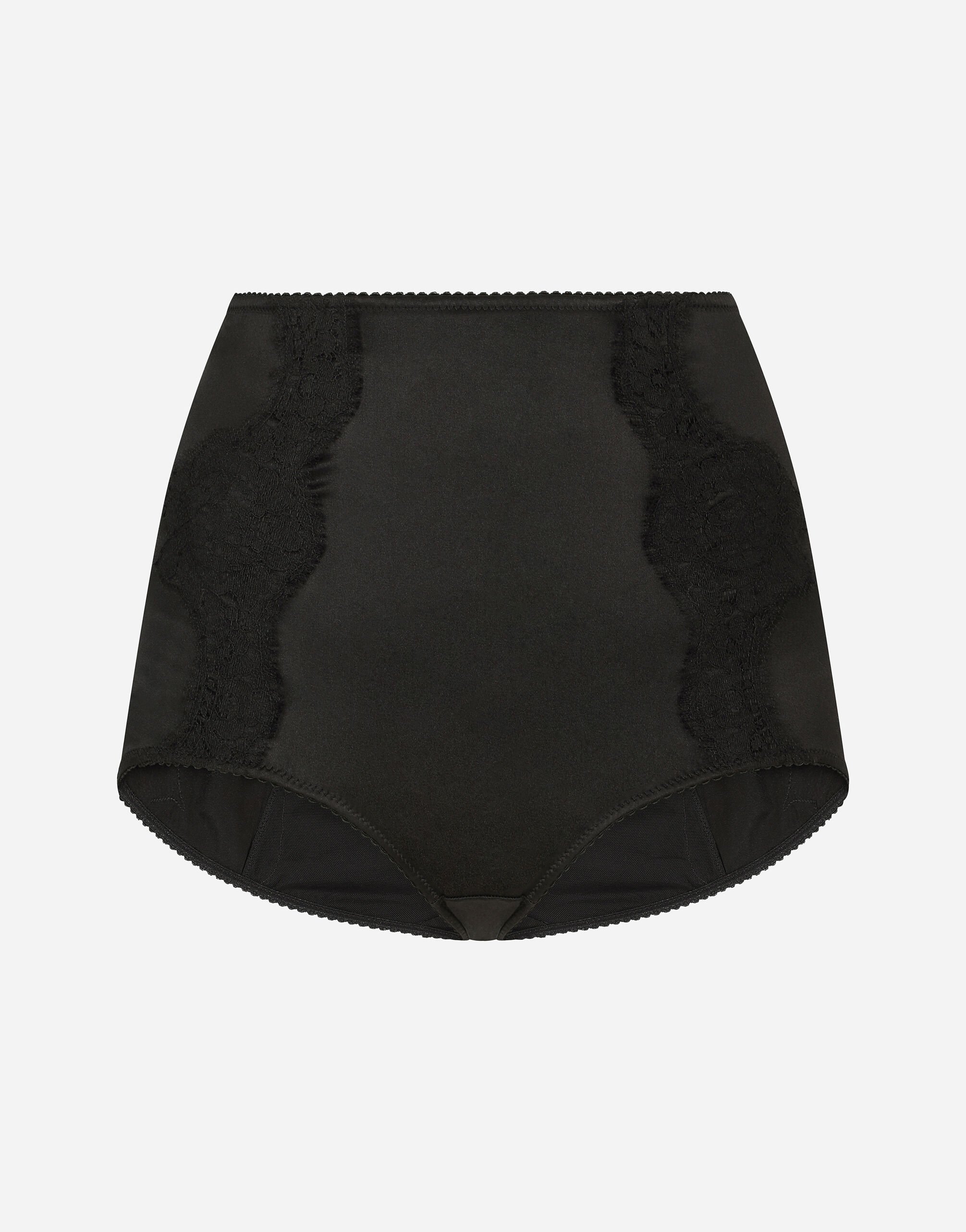 Dolce & Gabbana Satin high-waisted panties with lace detailing Black O7A00TONO13