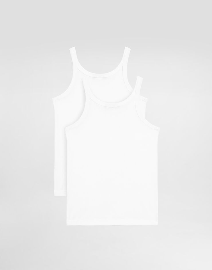 Dolce & Gabbana Zweierpack Kurzarm-Unterhemden aus Jersey WEISS L4J702G7OCU