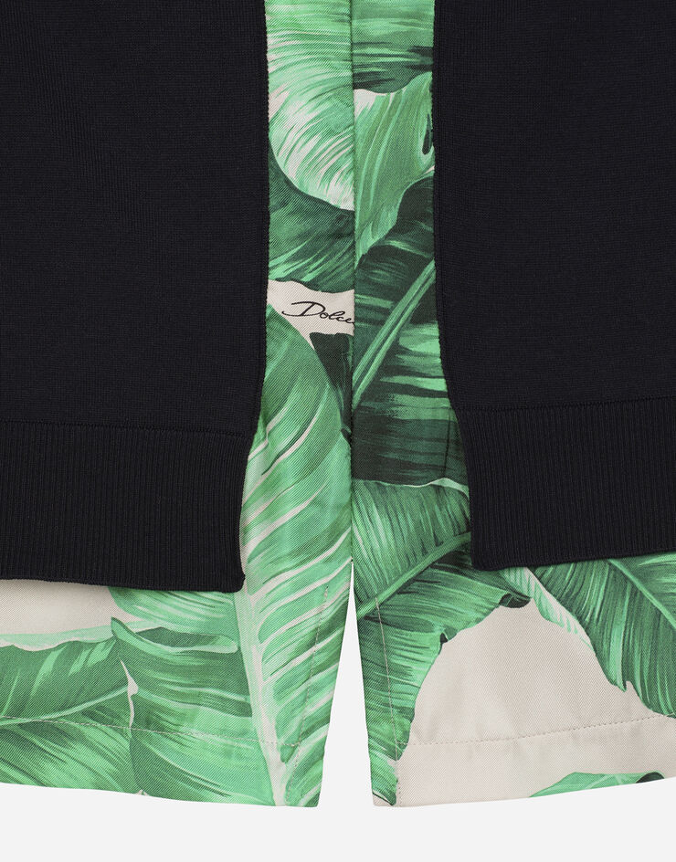 Dolce & Gabbana سترة من الحرير بياقة دائرية وطبعة شجرة موز يضعط GXX06TJFMX4