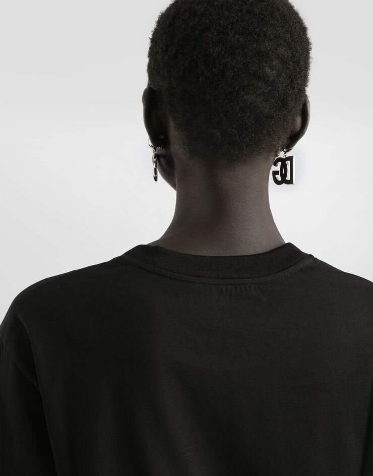 Dolce & Gabbana Camiseta de manga corta de algodón con inscripción Dolce&Gabbana Negro F8U10TG7H4P