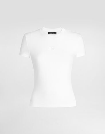 Dolce & Gabbana Jersey t-shirt with dg embroidery White F8W47ZGDDYF