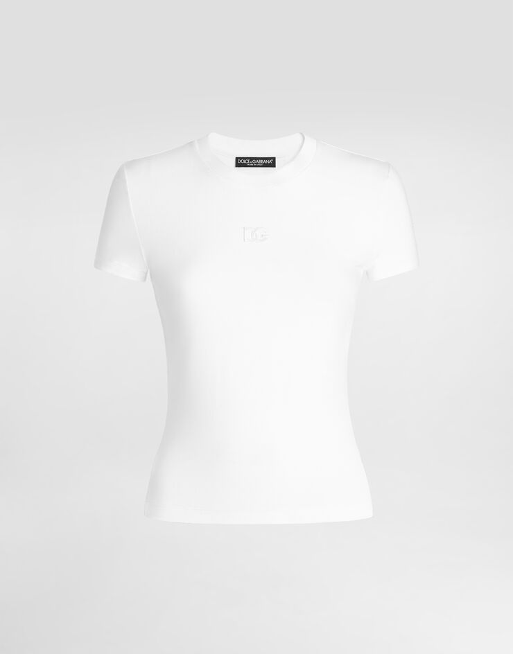 Dolce & Gabbana Jersey t-shirt with dg embroidery White F8W47ZGDDYF