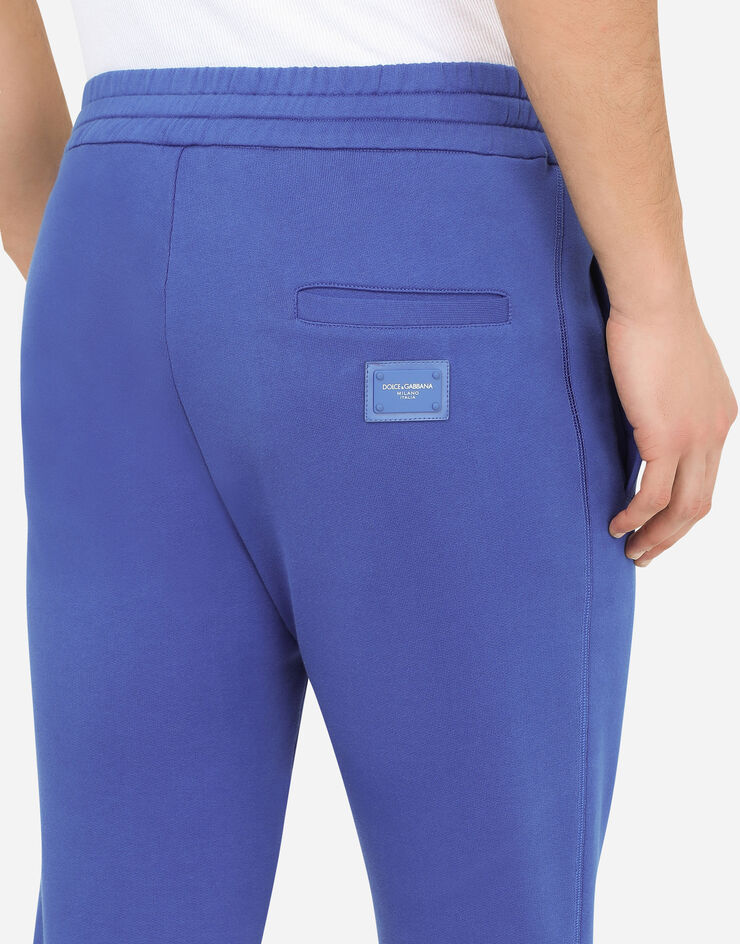 Dolce & Gabbana Jersey jogging pants with branded plate Blue GWDPATFU7DU