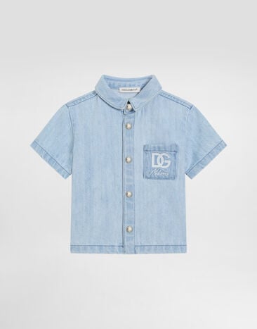 Dolce & Gabbana Short-sleeved denim shirt Multicolor L14S36LDD31