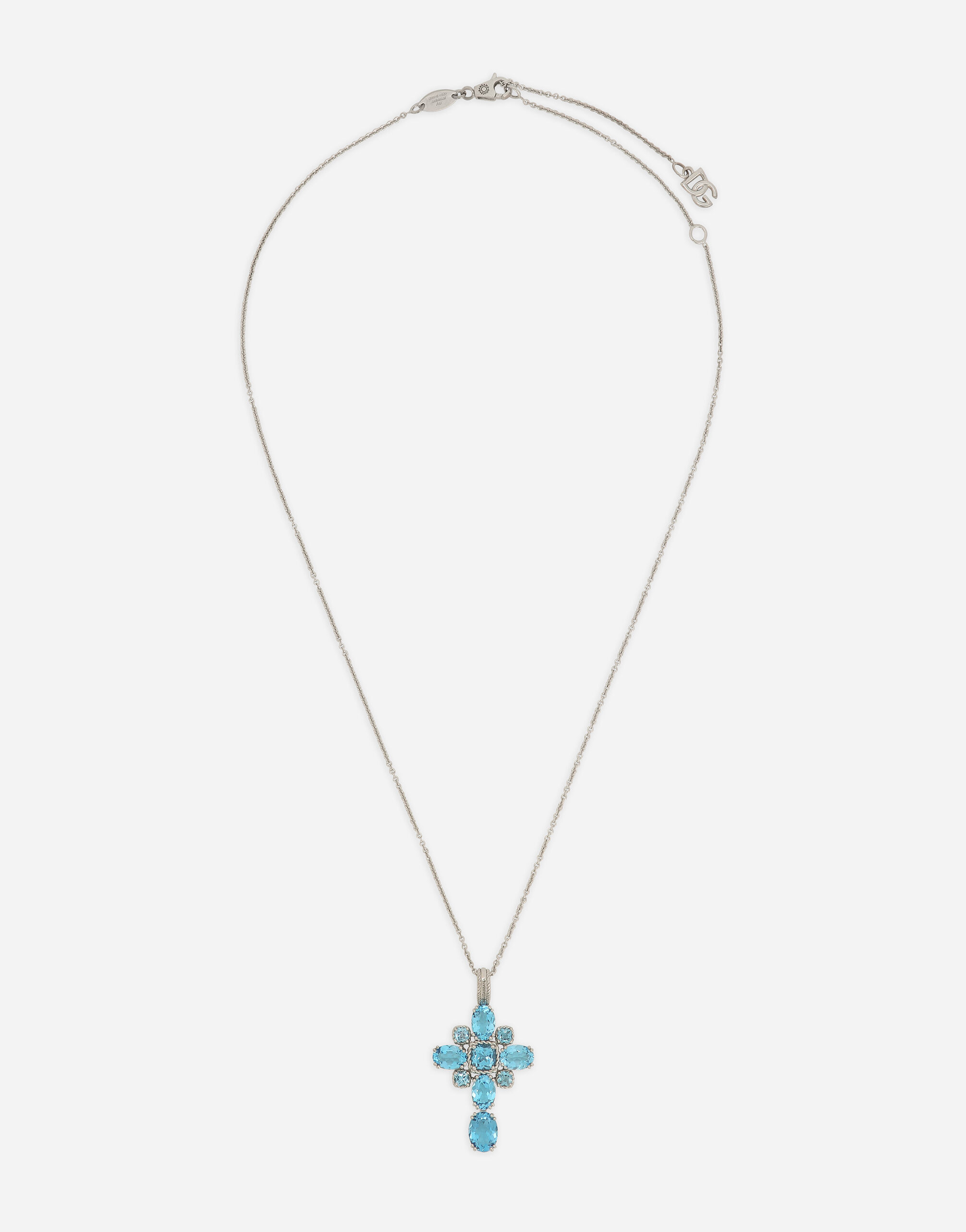 Dolce & Gabbana Anna charm in white gold 18kt with light blue topazes White WAQA3GWTOLB