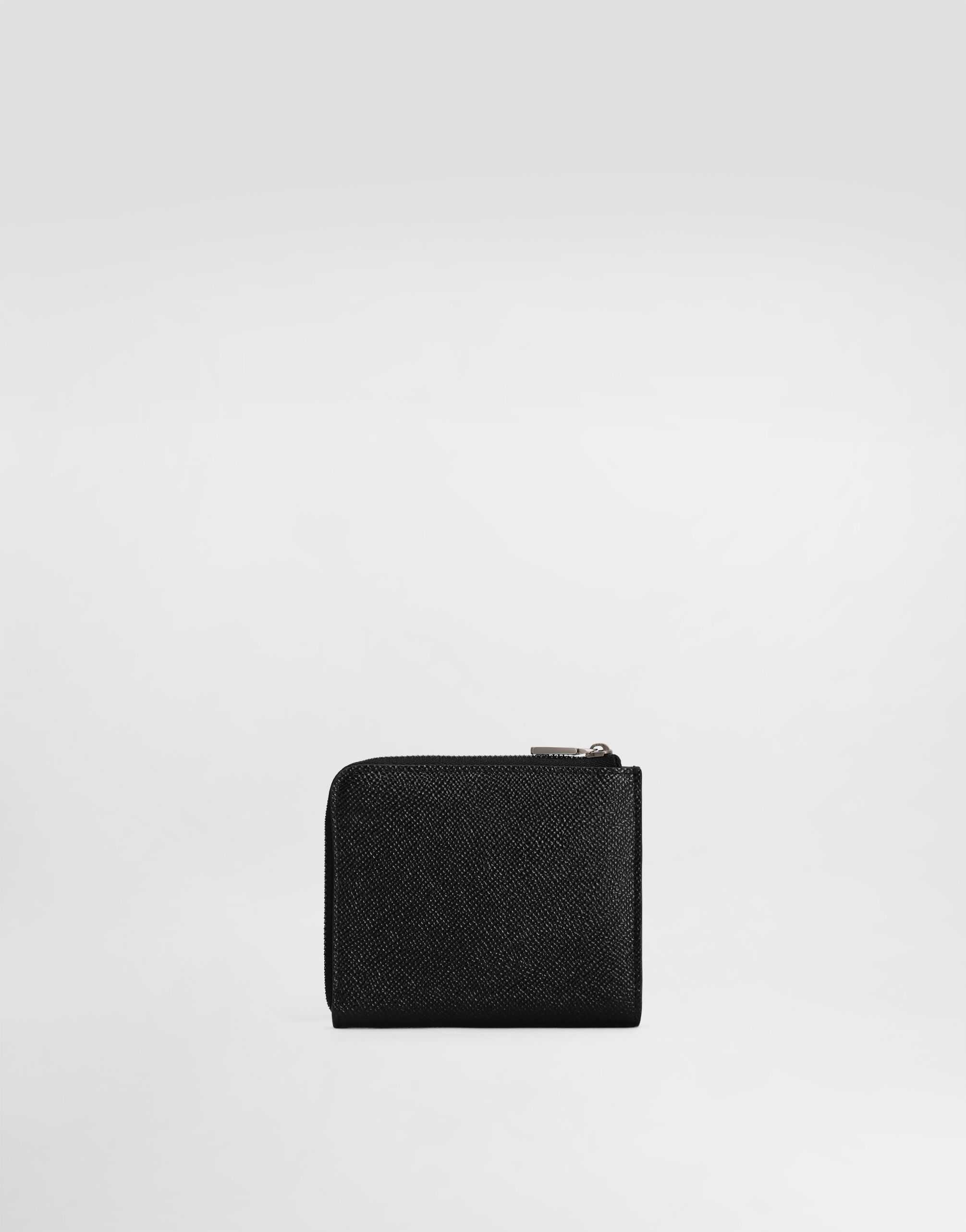 Calfskin card holder with branded plate in Black for Men Dolce Gabbana