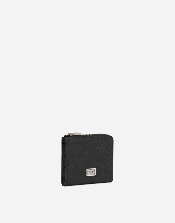 Dolce&Gabbana Calfskin card holder with branded plate Black BP3273AG219