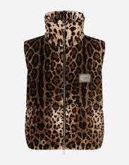 Dolce & Gabbana Sleeveless leopard-print jacket with logo tag Animal Print F0C4YFFUPU8