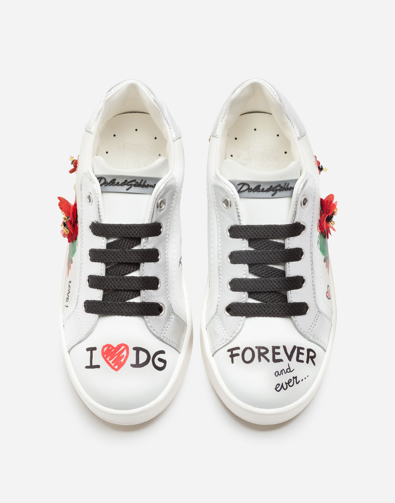 新作*Dolce & Gabbana*ロゴ付きポルトフィーノ レザースニーカー マルチカラーのメンズ ポルトフィーノ スニーカー Love DG