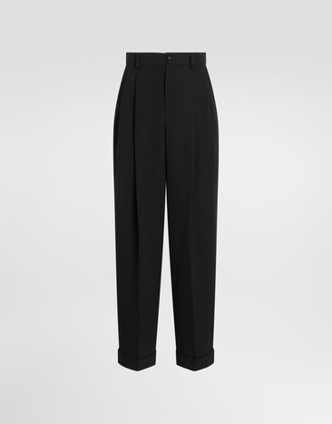 Dolce & Gabbana Pantalon en gabardine de laine Black GP17FTFU21E