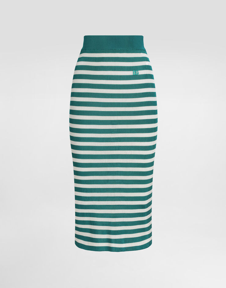 Dolce & Gabbana Falda acanalada de viscosa Verde FXO26ZJAIRR