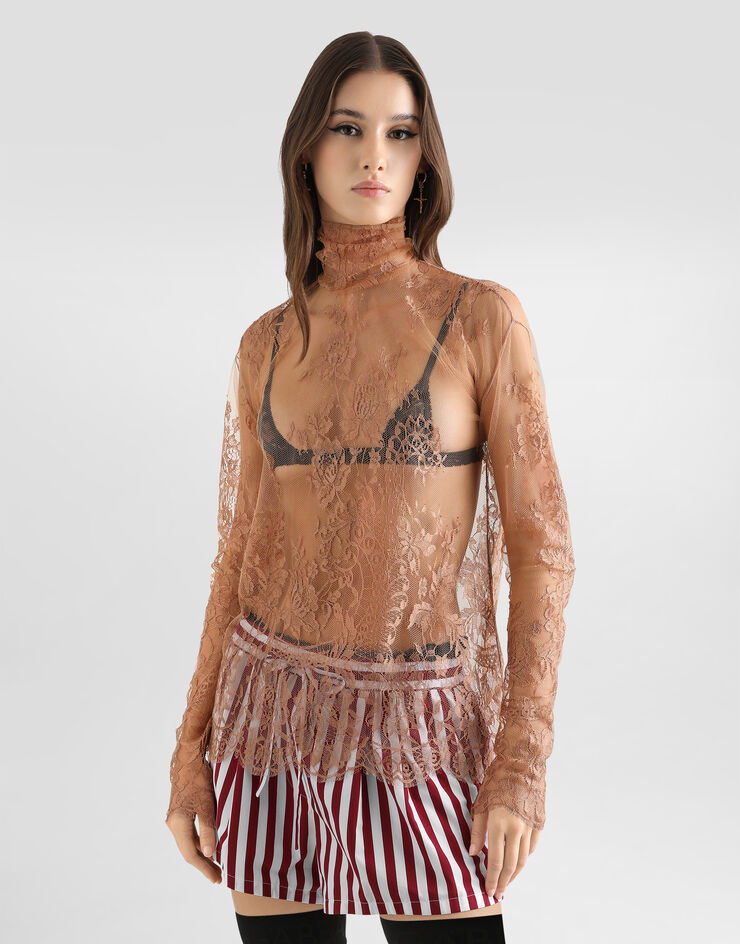 Dolce & Gabbana Chantilly lace blouse Beige F7BV7TILMC1
