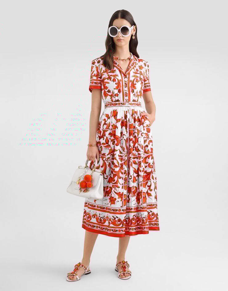 Dolce & Gabbana Majolica-print twill dress Multicolor F6TVLTGDDRE