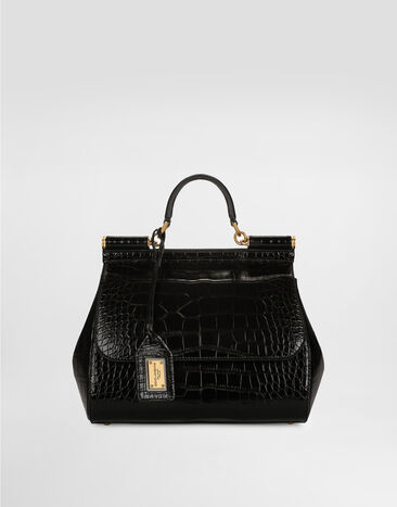 Dolce & Gabbana Large Sicily handbag in alligator leather Black BB6002B2EM0