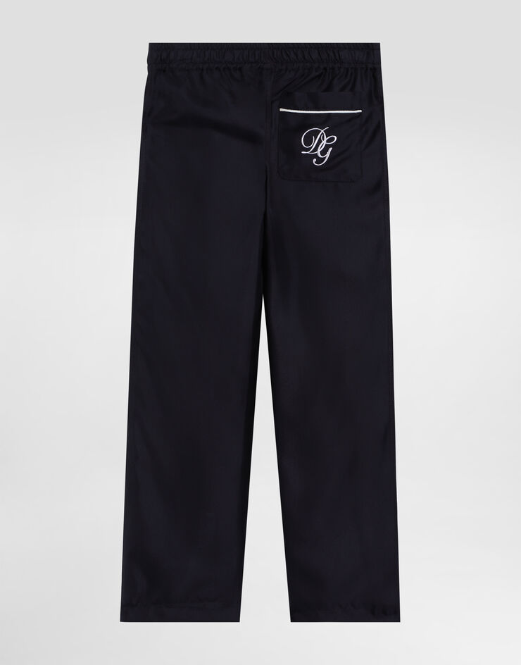 Dolce & Gabbana Pyjamahose aus Twill mit DG-Logo Blau L43P44G7O7W