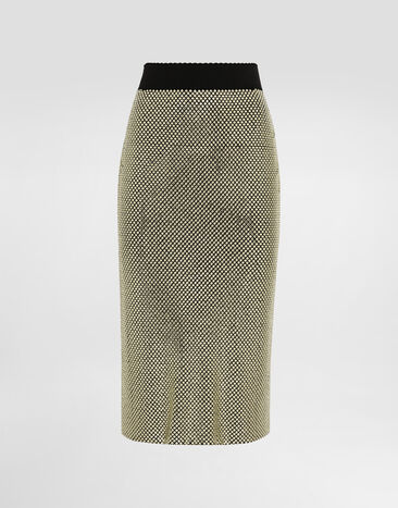 Dolce & Gabbana Falda midi de tubo de malla de cristales Dorado F4C05ZFLSK3
