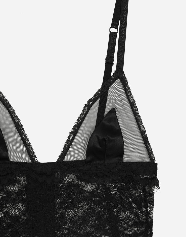 Dolce & Gabbana Soft-cup satin bralette with lace detailing Black O7C46TONO23