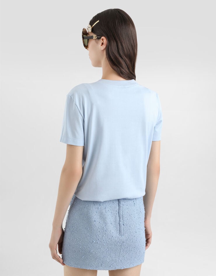 Dolce & Gabbana Jersey t-shirt with embroidery Azure F8V42ZGDDL1