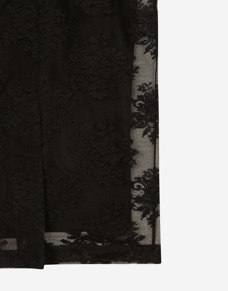 Dolce & Gabbana Falda de tubo de encaje con abertura Negro F4CSJTHLMO7