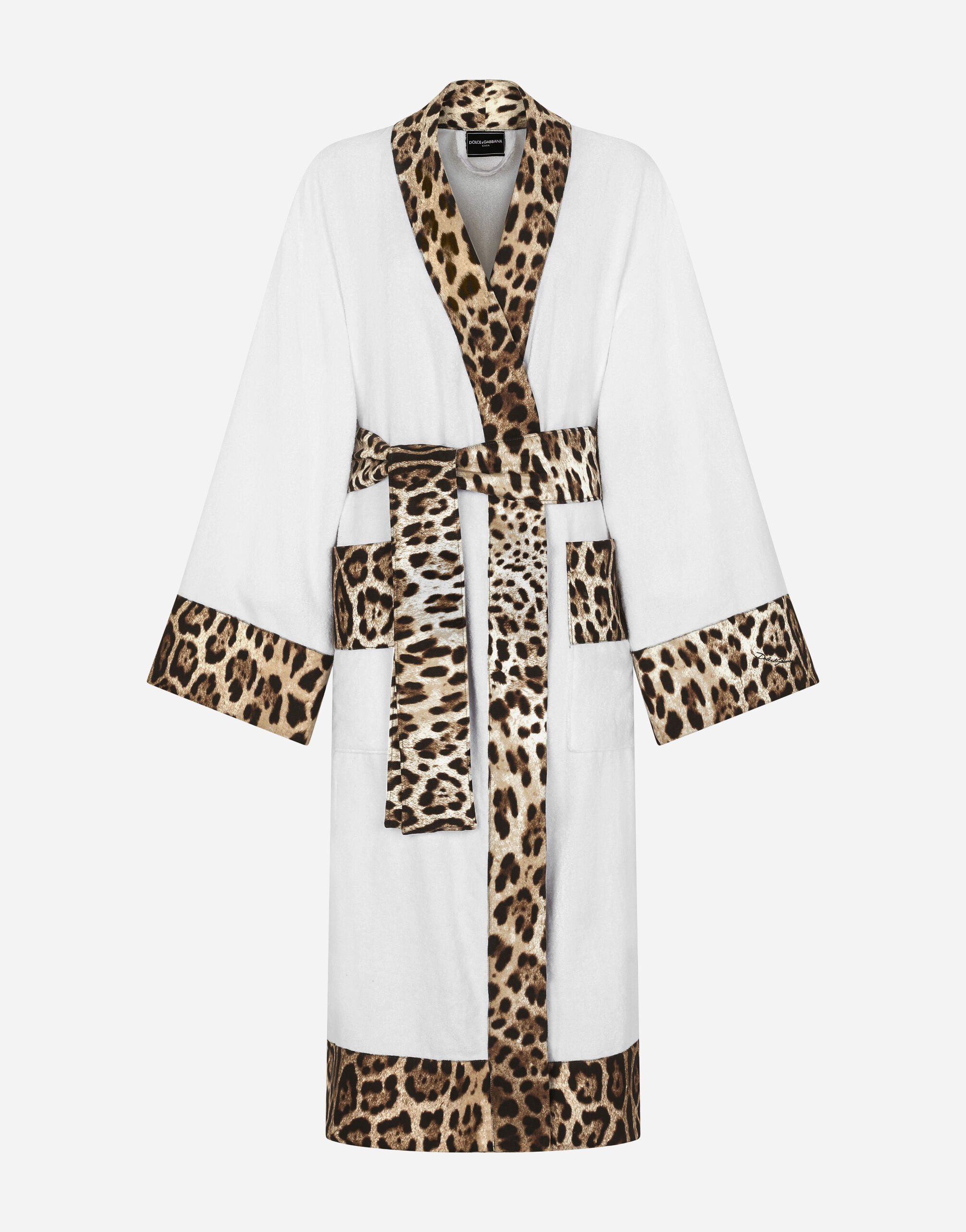 Cotton Terry Bathrobe in Multicolor Dolce Gabbana US