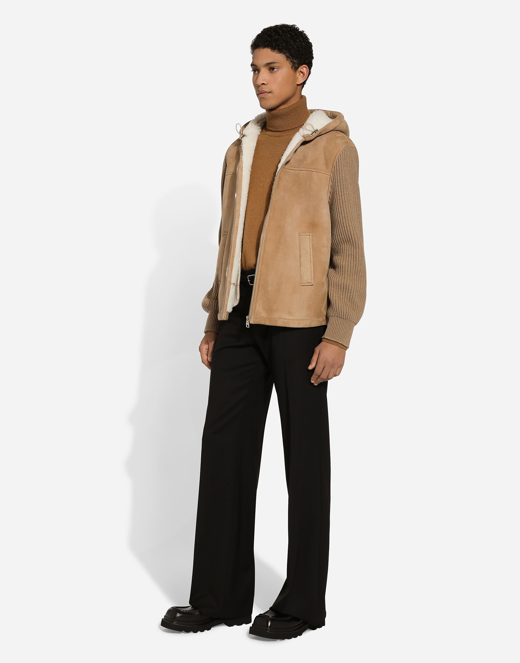 美品』DOLCE&GABBANA ファー付 ニット ジャケット 40