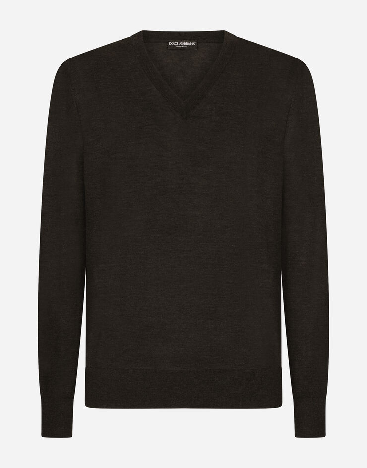 Dolce & Gabbana Cashmere v-neck sweater Grey GX413TJAWLA
