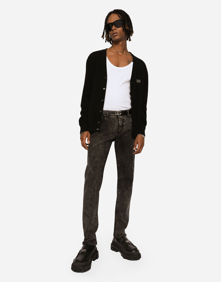 Dolce&Gabbana カーディガン ウール＆カシミア ロゴプレート ブラック GXO37TJEMQ4