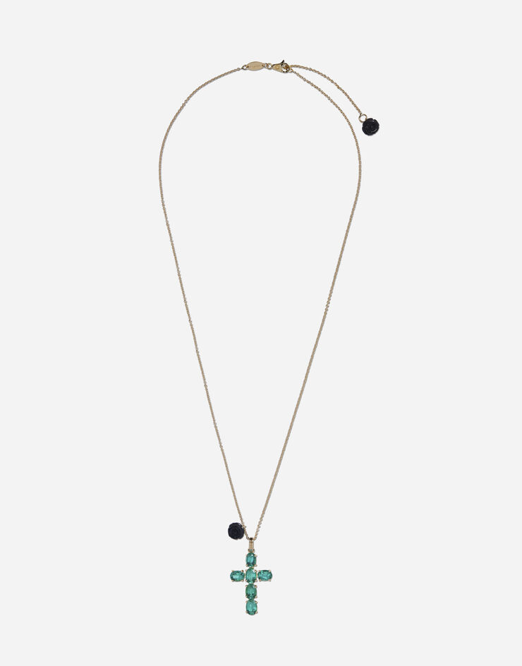 Dolce & Gabbana Family cross pendant with emeralds Gold WADC2GWSME1