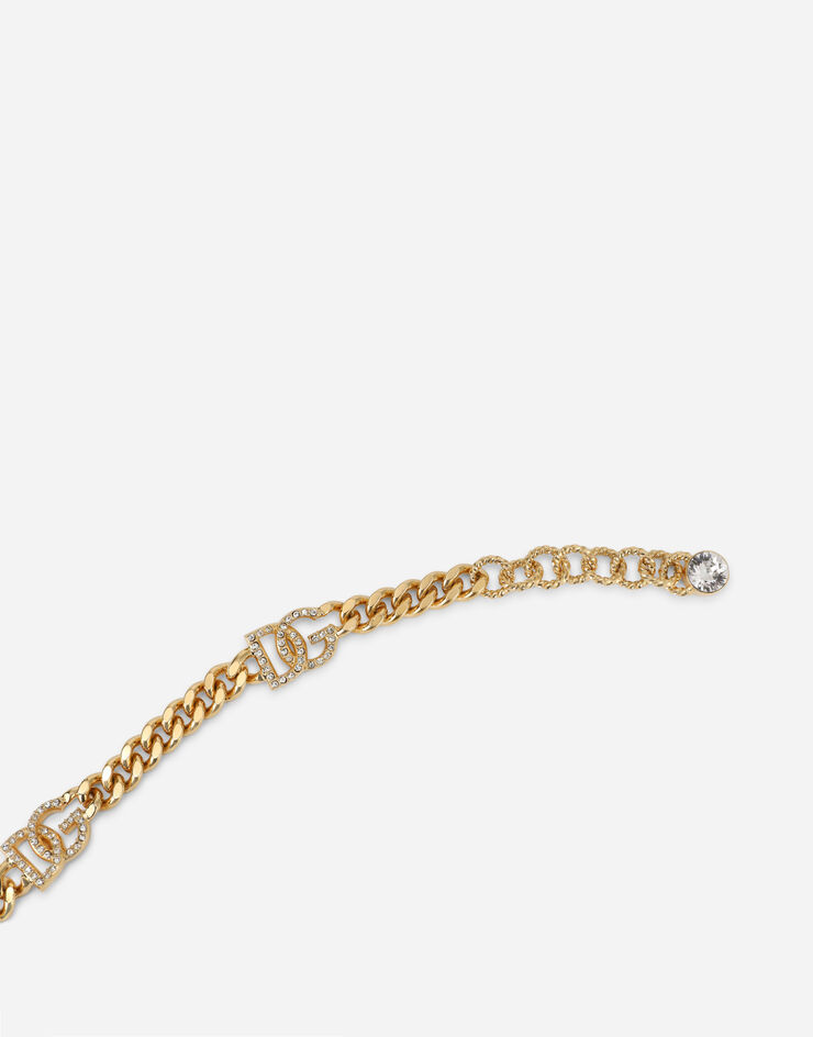 Dolce & Gabbana Браслет-цепочка с логотипом DG из стразов золотой WBN6L1W1111