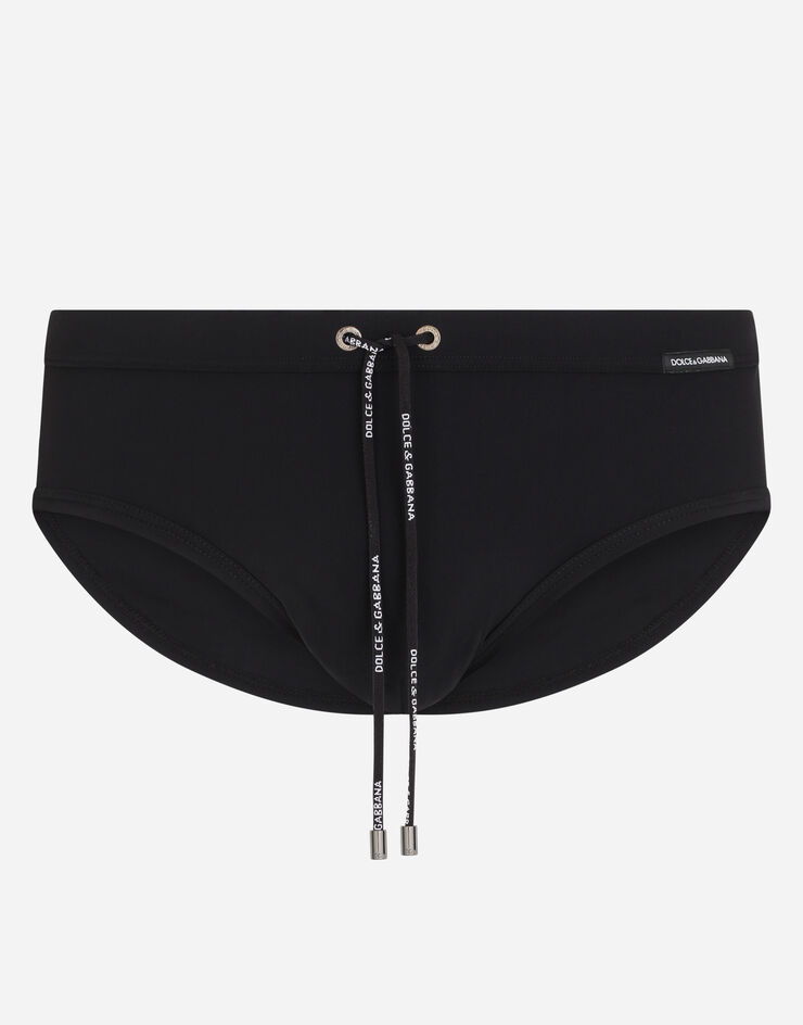 Dolce & Gabbana Badeslip hoch ausgeschnitten Schwarz M4A51JFUGA2