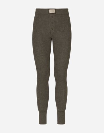 Dolce & Gabbana Wool fine-rib leggings with logo tag Grey GP01PTFU4LB