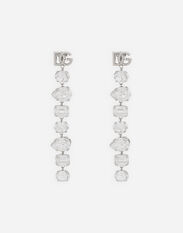 Dolce & Gabbana Long earrings with rhinestones and DG logo Silver WNQ4S2W1111