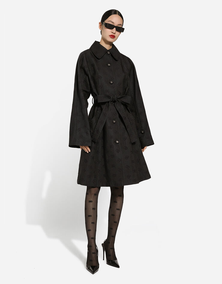 Dolce & Gabbana Quilted jacquard trench coat with DG logo Black F0C3RTHJMOW
