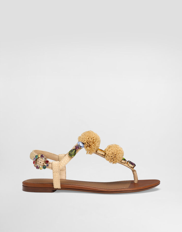 Dolce & Gabbana Crochet flip-flops with stones Multicolor CQ0656AG997