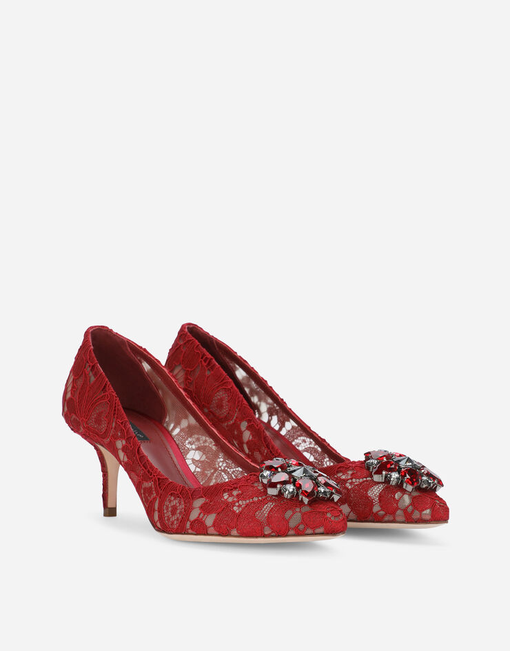 Dolce & Gabbana Zapato de salón rainbow de encaje con broche Rojo CD0066AL198