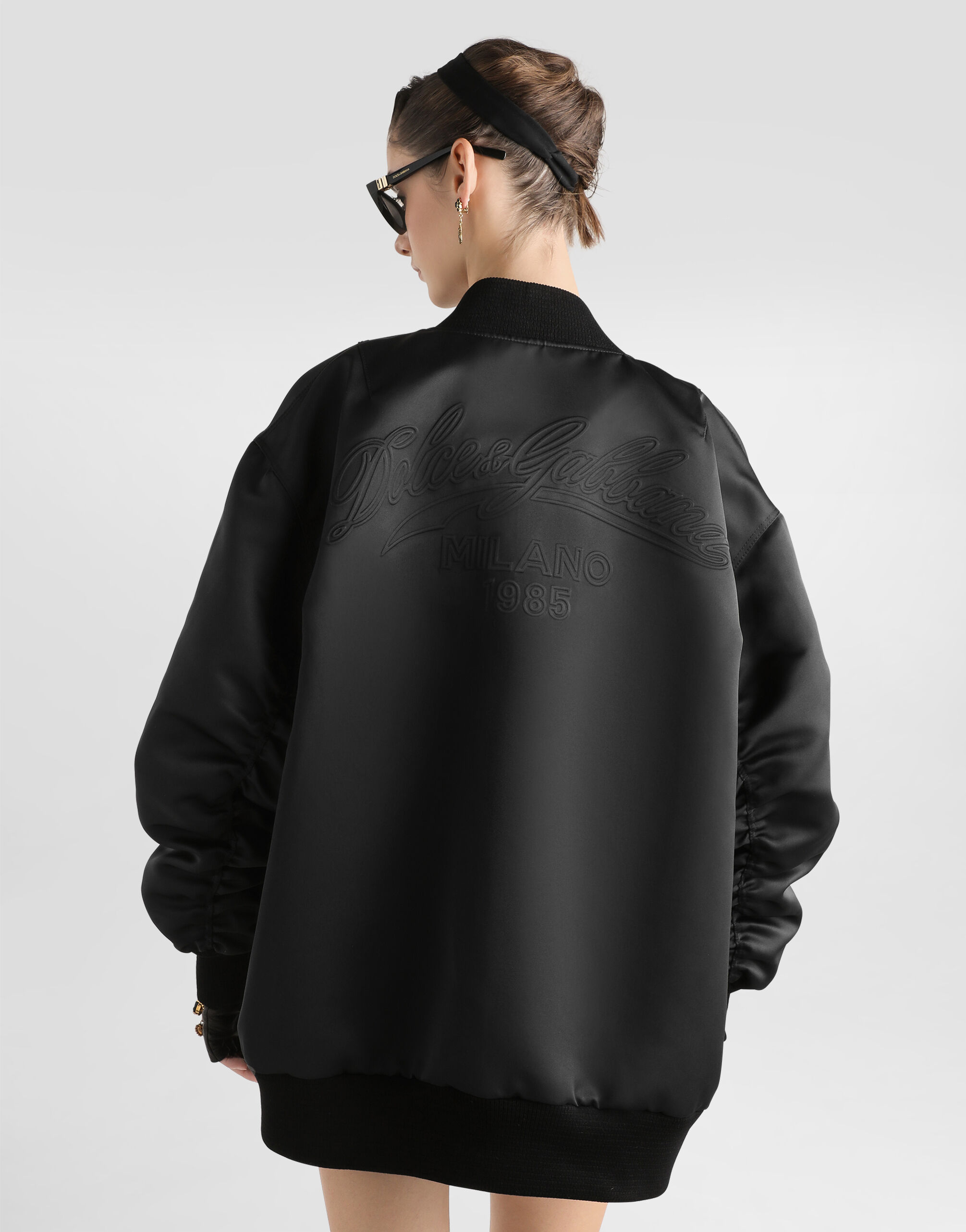 Oversized jacket with embossed print in Black for Women