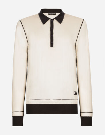 Dolce & Gabbana Long-sleeved silk polo-shirt White G8RG0TFU75F